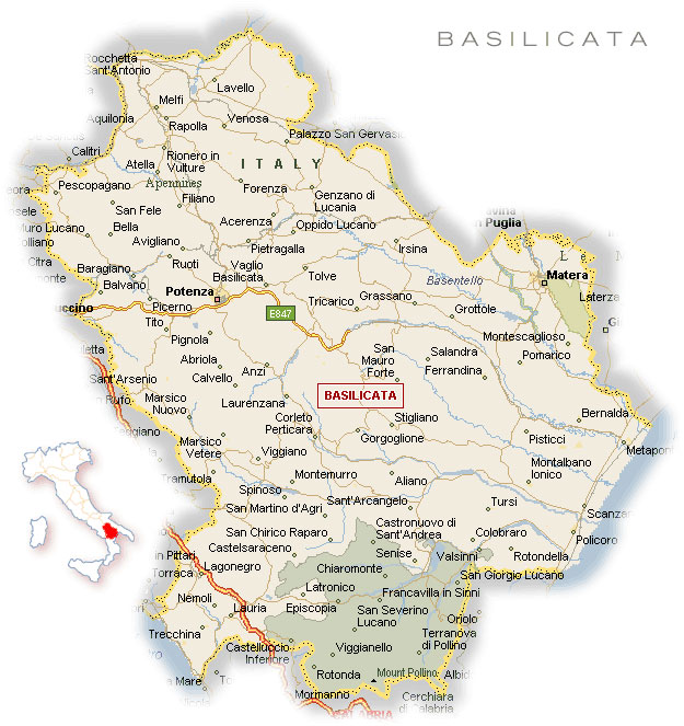 Карта области Базиликата (Basilicata)