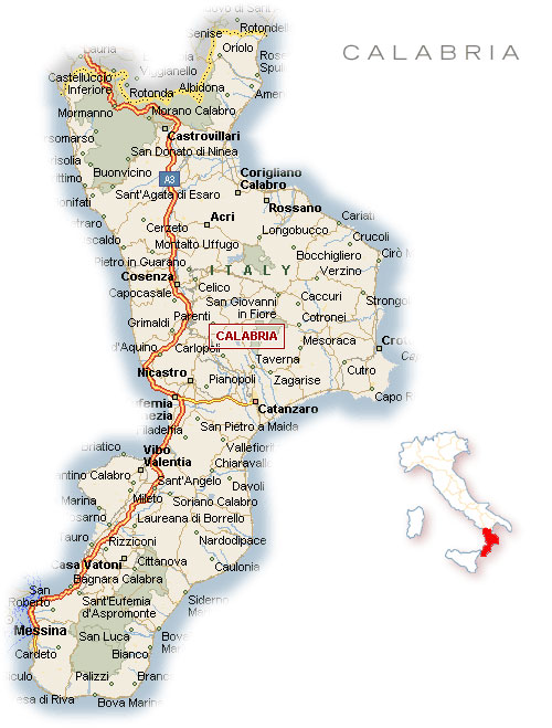 Карта области Калабрия (Calabria)