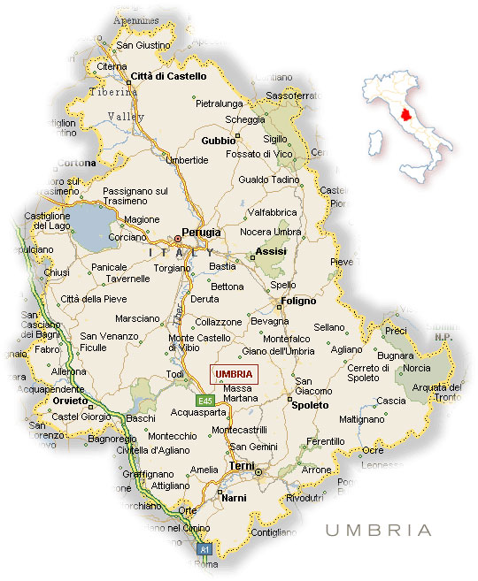 Карта Умбрии
