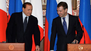 Президент РФ Дмитрий Медведев и премьер-министр Италии Сильвио Берлускони [Фото с сайта - rian.ru]