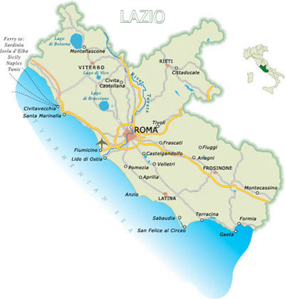 карта лацио, карта региона лацио