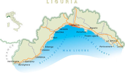 карта лигурии, карта региона лигурия