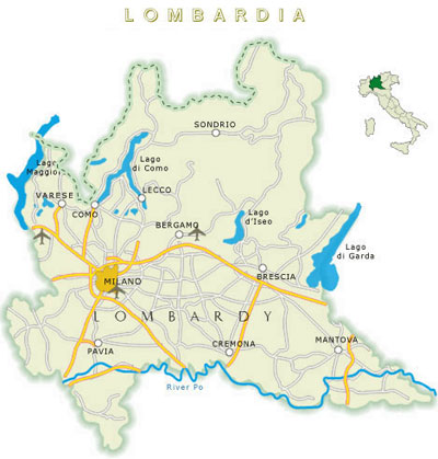 карта ломбардии, карта региона ломбардия