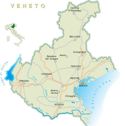 карта венето, карта региона венето